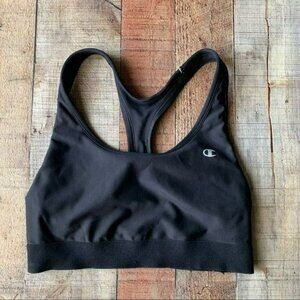 Champion classic black racerback sports bra with logo - M